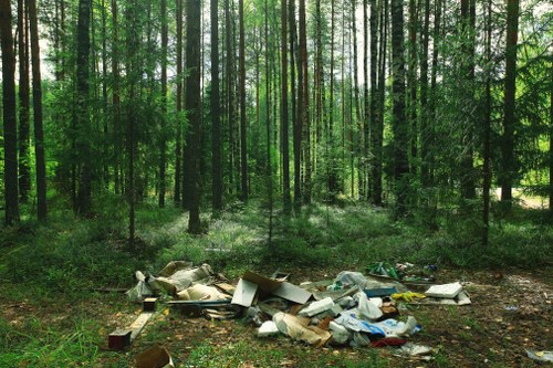 Various types of construction debris ready for recycling